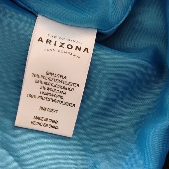 ARIZONA Size Large Plaid Double-Breasted Women's Coat Peacoat Blue & Gray Warm - Picture 15 of 16